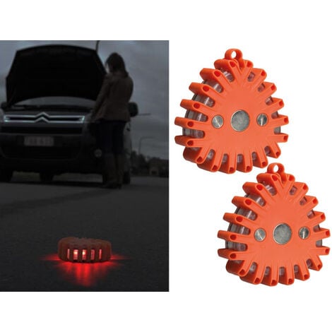 SET LED Warnleuchten fürs Auto mit Magnet, 8 Blinkmodi & Alarmmodus