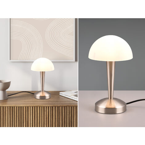 LED Tischlampe CANARIA Silber mit Glasschirm und Touch Funktion, Höhe 26cm (1/5)