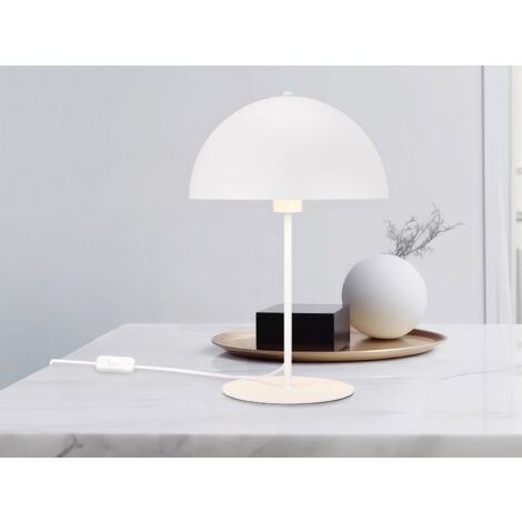 Große LED Tischleuchte aus Metall Weiß in Pilzform, Höhe 45cm (1/5)