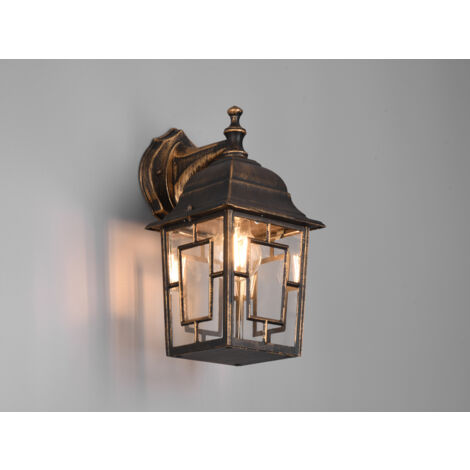 Antike LED Außenwandleuchte Laterne hängend Rostoptik, Höhe 30cm