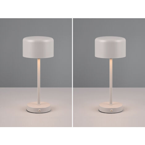 2er SET Akku Tischleuchten, per USB aufladbar, dimmbar, Hellgrau, Höhe 30cm (1/5)