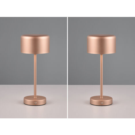 2er SET Akku Tischleuchten, per USB aufladbar, dimmbar, Coffee, Höhe 30cm (1/5)