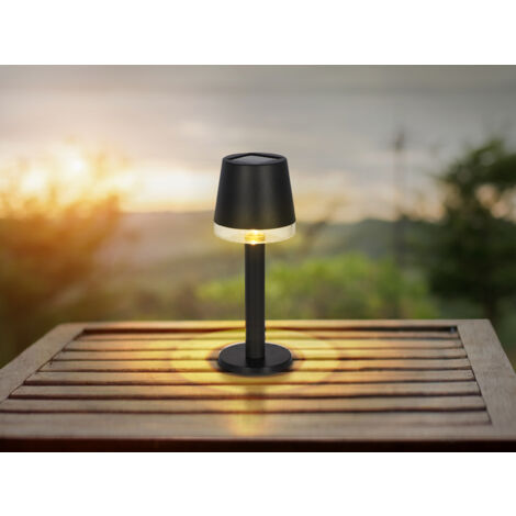 Kleine LED Outdoor Solar Tischleuchte aus Kunststoff in Schwarz, Höhe 21,5cm (1/5)
