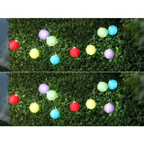 2er Set Solarbetriebene LED Outdoor Lichterkette mit 10 bunten Lampions, 3 Meter (1/5)
