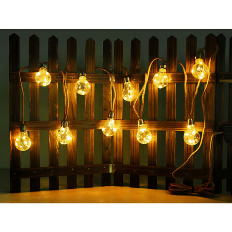 Solarbetriebene LED Outdoor Lichterkette mit 10 Glühbirnen, Länge 5,7 Meter