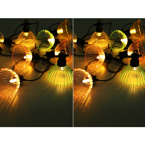 2er Set Solarbetriebene LED Outdoor Lichterkette mit 10 bunten Schirmen, 3,6 M (1/5)