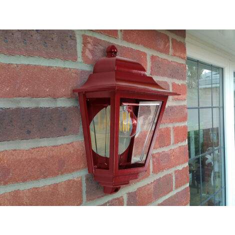 Außenwandleuchte Höhe 32,5cm Halbschale Rot mit reflektierender Rückwand (1/5)