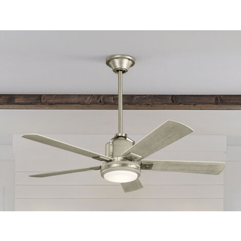 Deckenventilator mit Holzflügeln, LED Licht und Fernbedienung, Ø 132cm (1/5)
