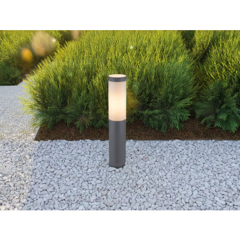 LED Sockelleuchte aus Edelstahl in Anthrazit & Opal, Höhe 45cm