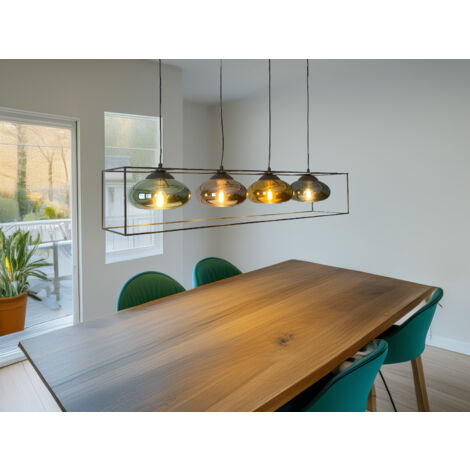 Pendelleuchte LAMYA 4-flammig mit Glasschirmen Bunt, Breite 100cm