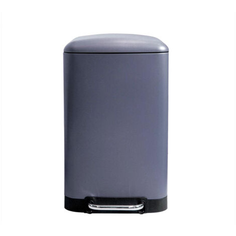 Perel Metall-Tretabfalleimer mit herausnehmbarem Eimer, solide rutschfeste Basis und verstärktes Pedal, ideal für Zuhause und Büro, Kapazität 30 Liter, rechteckig 61,5 x 32,5 x 34,5 cm, grau anthrazit (1/3)
