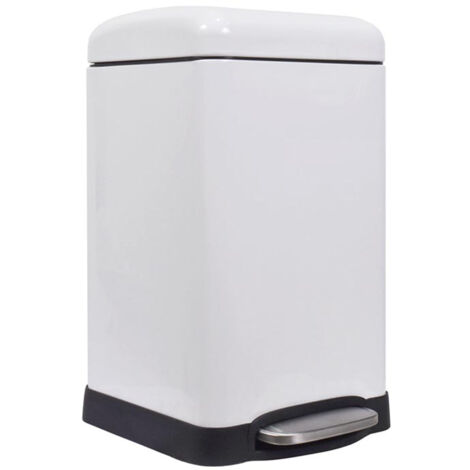 Perel Metall-Tretmülleimer mit herausnehmbarem Eimer, fester Stand und rutschfeste Pedale, ideal für Zuhause und Büro, Inhalt 20 Liter, quadratisch 45,5 x 28 x 34 cm, matt weiß (1/3)