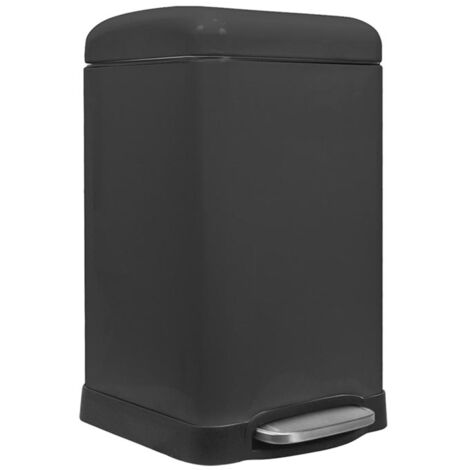 Perel Metall-Tretmülleimer mit herausnehmbarem Eimer, fester Stand und rutschfeste Pedale, ideal für Zuhause und Büro, Inhalt 20 Liter, quadratisch 45,5 x 28 x 34 cm, matt schwarz (1/3)