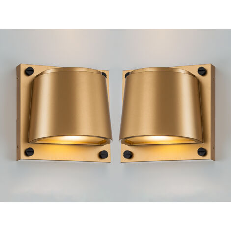2er Set LED Außenwandleuchten Downlight Messingfarben, Höhe 16,5cm (1/5)