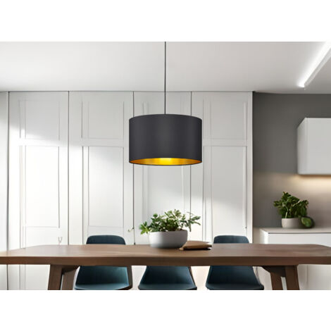 Pendelleuchte Hostel Schwarz-Gold Metall H150 cm Ø40 cm Trio Lighting (1/5)