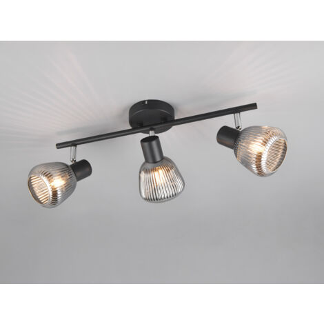 LED Deckenstrahler 3-flammig mit Glasschirmen Chrom bedampft, Breite 47cm (1/5)