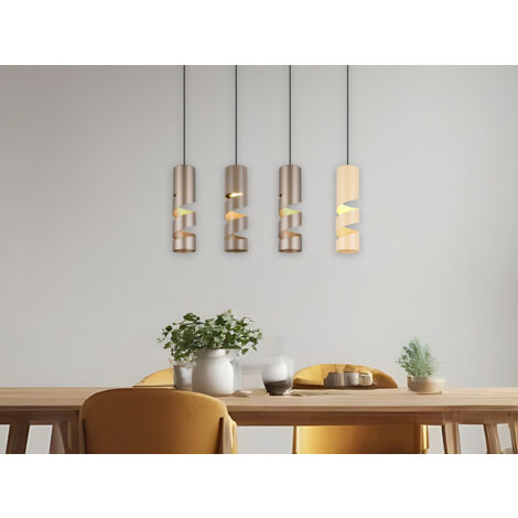 Moderne Pendelleuchte STREAM 4-flammig aus Metall in Coffee Tönen, B: 80cm (1/5)