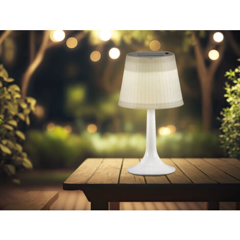 LED Solar Outdoor Tischleuchte ASSISI aus Kunststoff Weiß, Höhe 36cm (1/5)