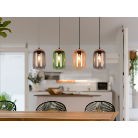 LED Pendelleuchte Lampenschirme bunt aus recyceltem Glas, Breite 90cm (1/5)
