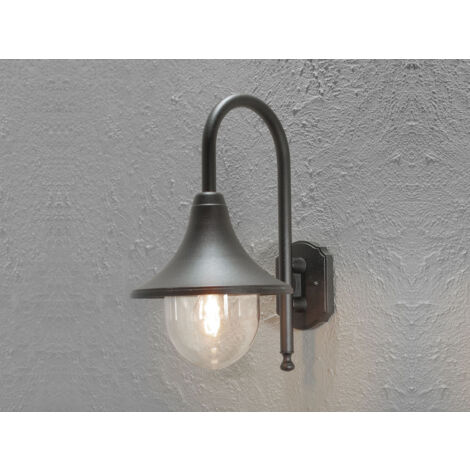 Außenwandleuchte BARI im Landhausstil aus Aluminium Schwarz, Höhe 44cm
