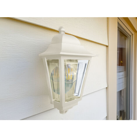 Außenwandleuchte Höhe 32,5cm Halbschale Creme mit reflektierender Rückwand (1/5)