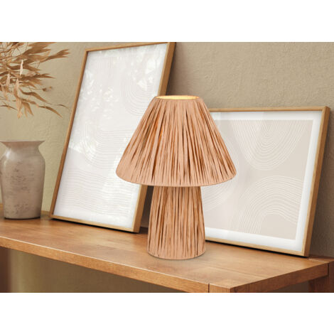Ausgefallene LED Tischleuchte aus naturbelassenem Papier, Höhe 31cm (1/5)