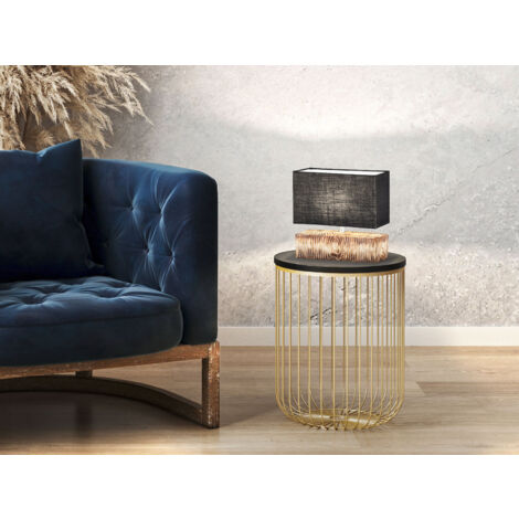 Tischleuchte Beistelllampe Nachttischlampe Schreibtischlampe Keramik Holzfarbe