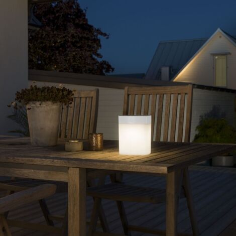 Solar LED Leuchte mit 3-Stufen Dimmer ASSISI, Höhe 14,5cm, IP44, Weiß (1/3)