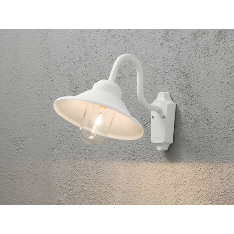 Außenwandleuchte VEGA im Landhausstil Aluminium Weiß, Höhe 30cm (1/4)
