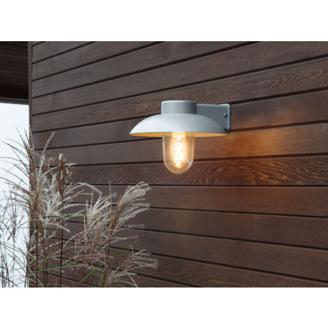 Außenwandleuchte MANI aus Aluminium Silbergrau & Klarglas, Höhe 21cm (1/5)
