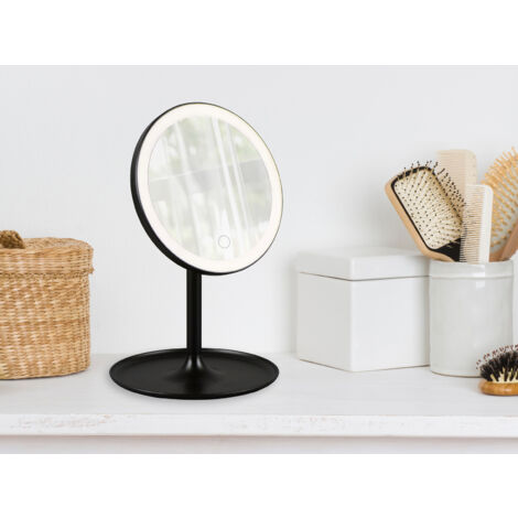 Kosmetikspiegel ELARA mit LED Beleuchtung in Schwarz, Höhe 28,5cm (1/5)