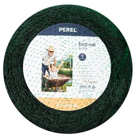 Perel Vogelschutznetz, Polyester, Maschenweite 2 cm², 4 x 5 m, Grün