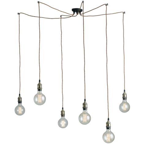 Fan Europe GROOVE 6-flammige Cluster-Pendel-Deckenleuchte Kupfer 250cm (1/5)