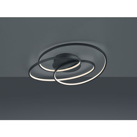 Große LED Deckenlampe GALE Schwarz, dimmbar über Schalter, Breite 60cm