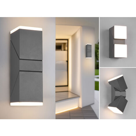 Schwenkbare LED Außenwandleuchten - 2er Set, Höhe 28cm, Anthrazit