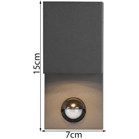 Eckige LED Außenwandleuchte Downlight mit Bewegungsmelder, Anthrazit