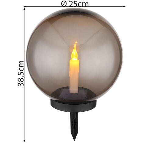 LED Solarkugeln Garten 2er SET Ø 25cm rauchfarbig mit Erdspieß