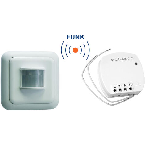 SmartHome Funk Schalter Set = Mini Funk-Einbauschalter + Bewegungsmelder  400W