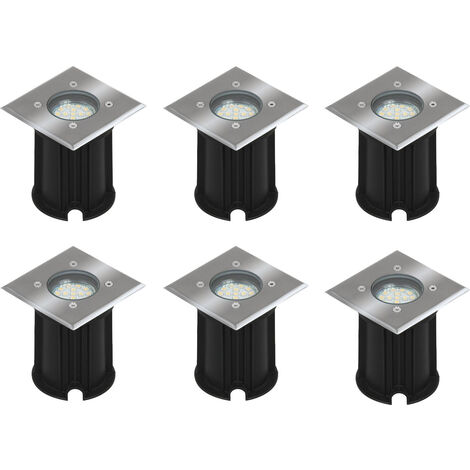 6er-Set LED-Bodeneinbaustrahler Outdoor, eckig, befahrbar, max 800 kg Last, IP65 (1/4)