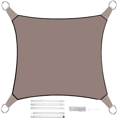 Sonnensegel Quadratisch Braun 5m mit Stangenset für den Garten (1/5)