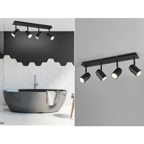 LED Deckenstrahler Badezimmerlampe Schwarz 4-flammig, Breite 52cm
