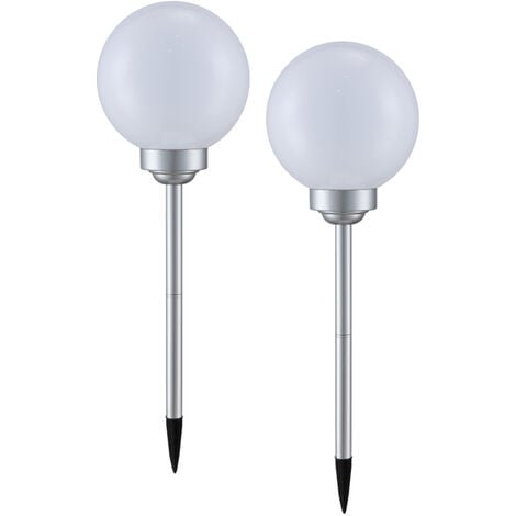 LED Solarkugeln Garten 2er SET, Leuchtkugel Ø 20cm mit Erdspieß