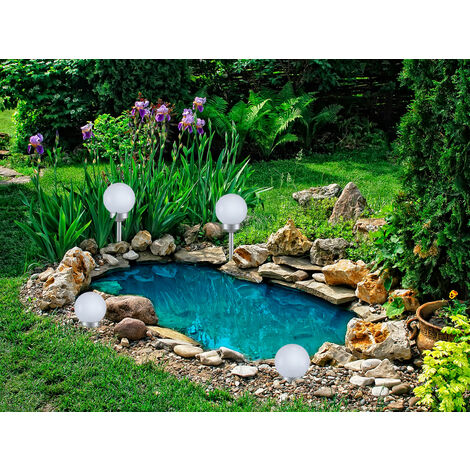 LED Solarkugeln Garten 2er SET, Leuchtkugel Ø 20cm mit Erdspieß