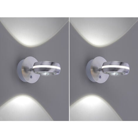 Moderne WIZ LED Wandleuchte Silber matt App Set Down gesteuert and Up 2er Light