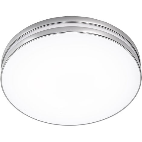 Schlichte LED Badleuchte APART, Deckenleuchte Chrom, Acryl weiß, Ø 41cm