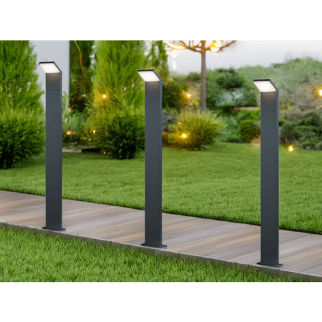 Moderne LED Pfostenleuchte aus ALU 3er SET in anthrazit, IP54, Höhe 100 cm (1/5)