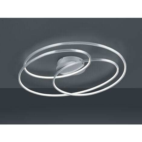 Große LED Deckenlampe GALE Silber, dimmbar über Schalter, Breite 80cm