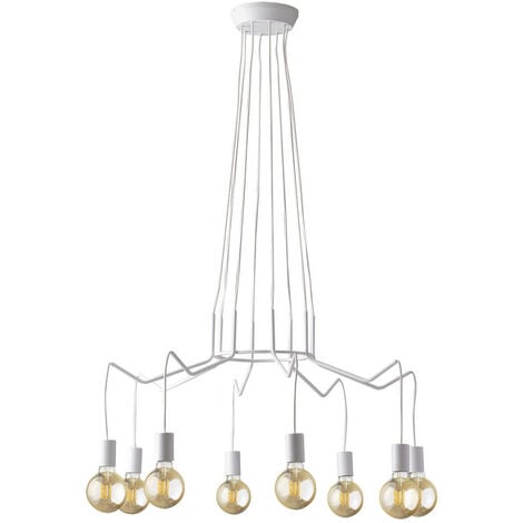 8 flammiger LED Kronleuchter Ø 85cm Weiß - minimalistisch moderne  Spinnenleuchte