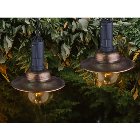 2er SET -Solarbetriebene LED Hängeleuchten Industrie Look & Shabby Chic Anstrich (1/5)