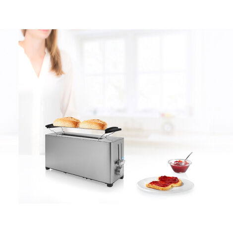 Princess Toaster, 1050 Watt, 2 Scheiben Langschlitz-Toaster Brötchenaufsatz edelstahl